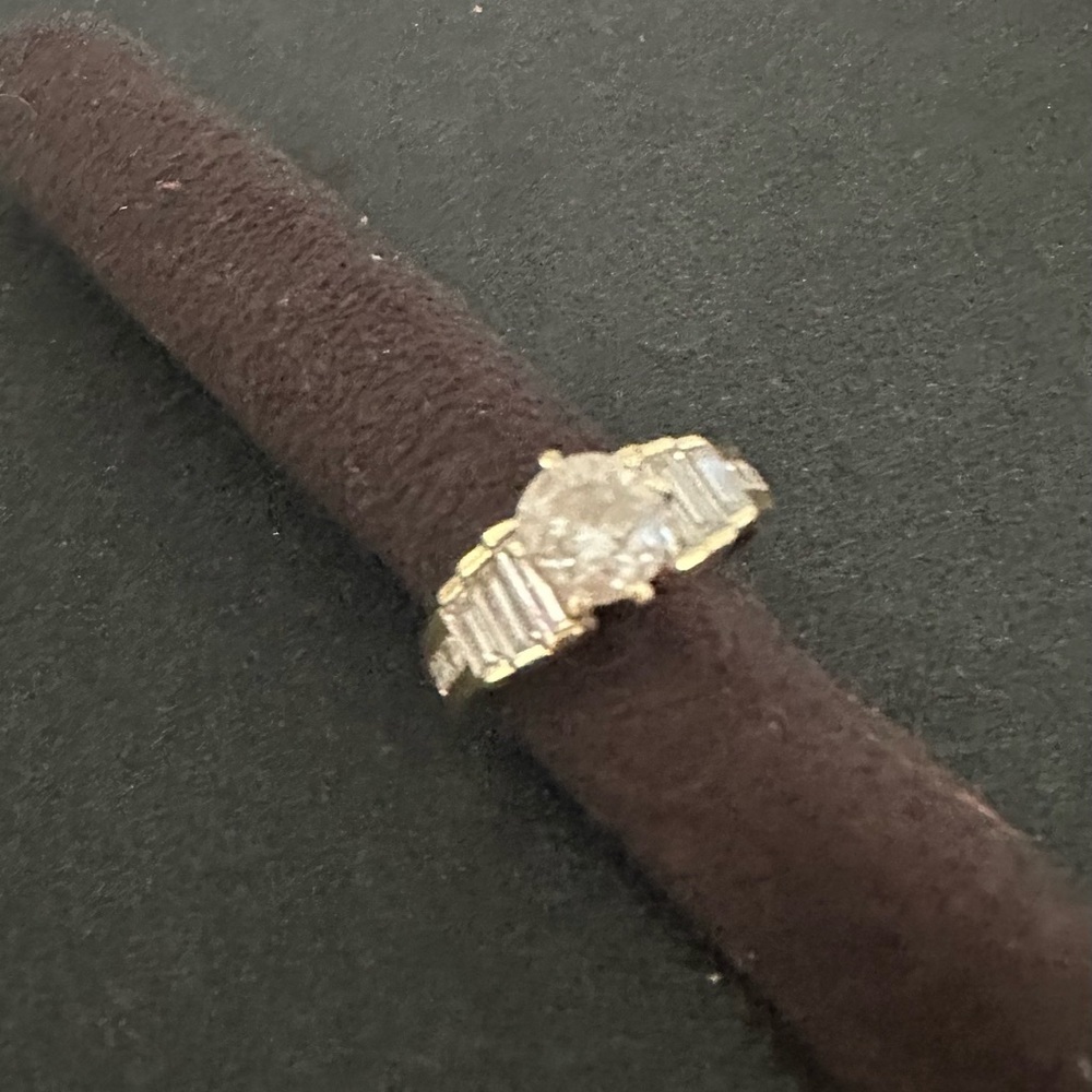 Wedding ring. Gorgeous 14k gold with zirconia diamonds.